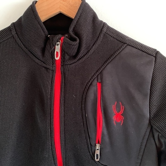 Spyder Boys Black & Red Zip Up Fleece Jacket - Picture 3 of 5